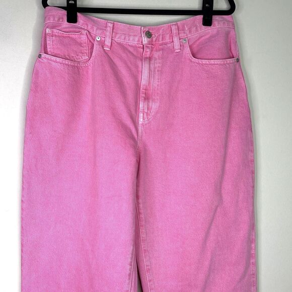 New Madewell Barbie Pink Baggy Straight Jeans Garment-Dyed Edition Size 31 - Picture 5 of 10